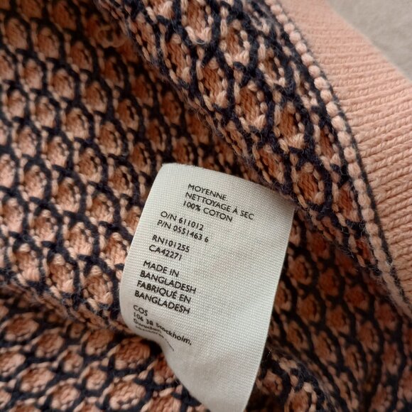 COS Pink Black Textured Knit Sweater Tee Minimalist Modern Luxury - Picture 6 of 8